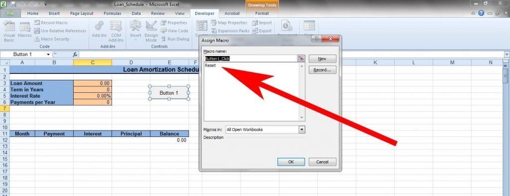 Assignment of "Reset" macro to Reset button