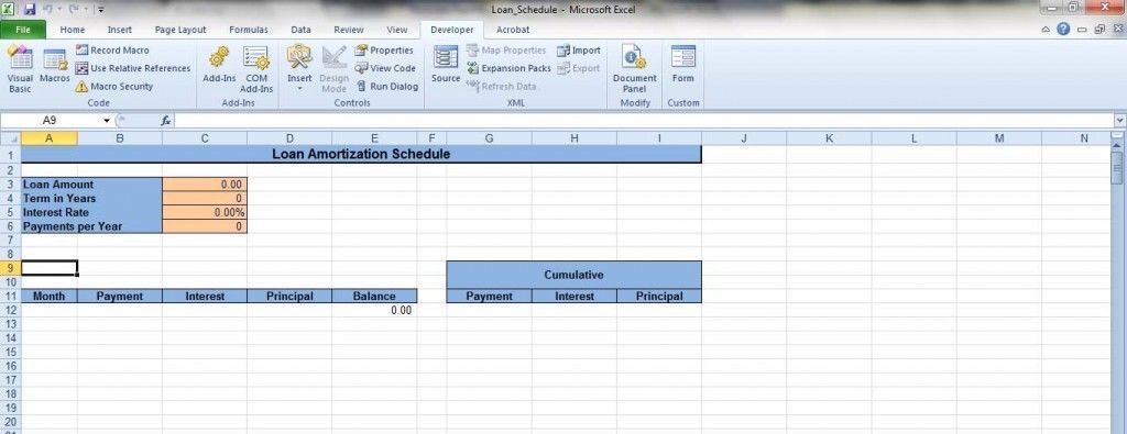 Loan Amortization Schedule from BiggerPockets "FilePlace"