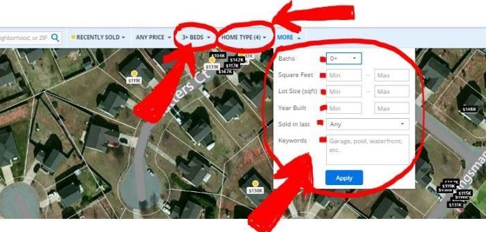 PIC 10 - Zillow filter menu on map