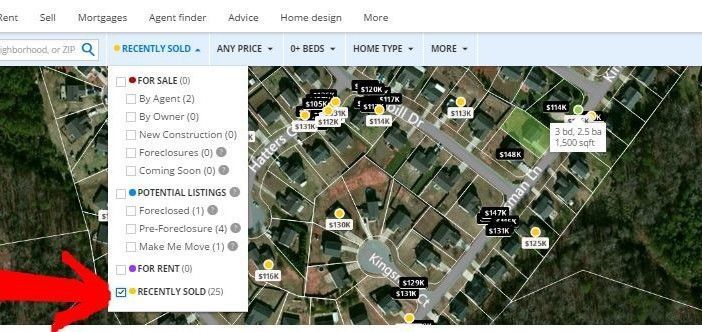 PIC 9 - Zillow filter - recently sold menu