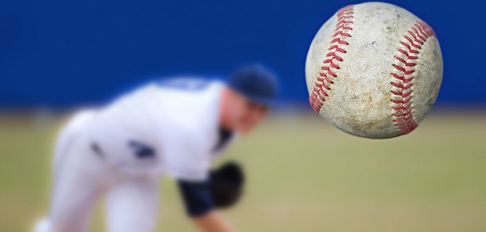 Baseball Pitcher Throwing ball, selective focus