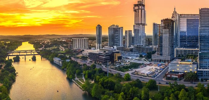 Austin Skyline in the evening and bluehour