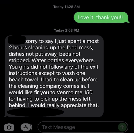 airbnb host text message