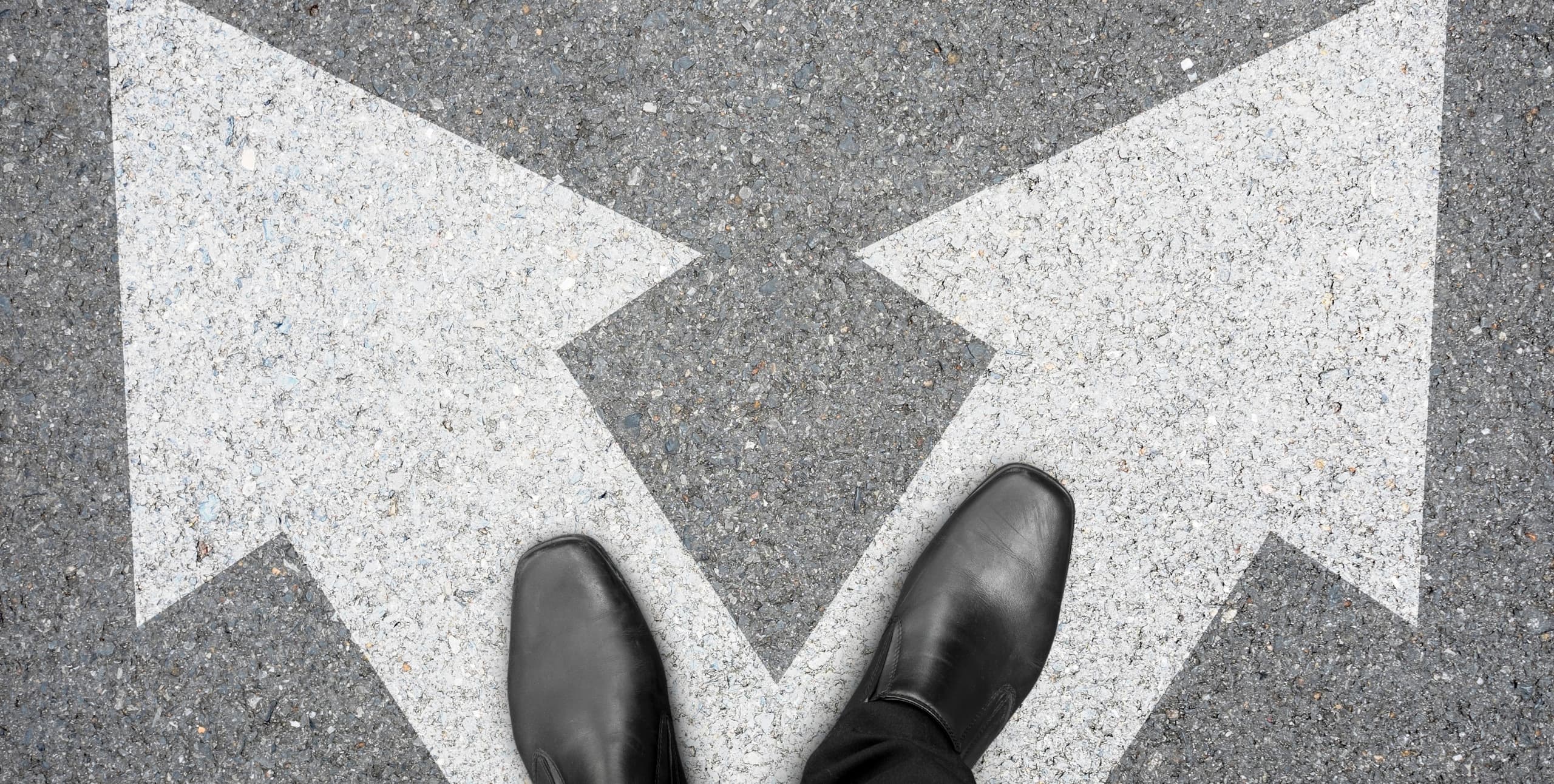 left and right arrow with person standing on them