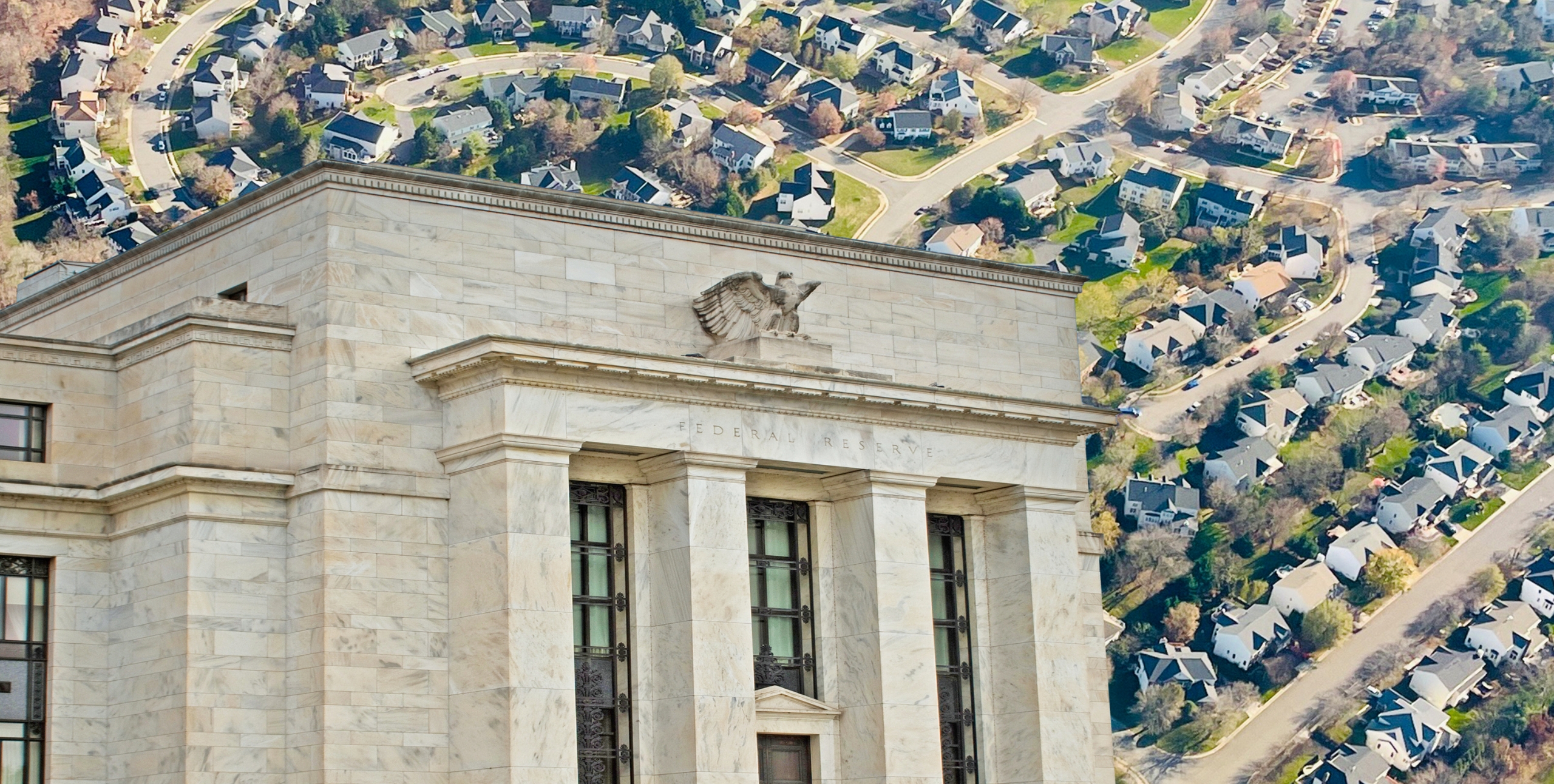 federal reserve cropped over a neighborhood
