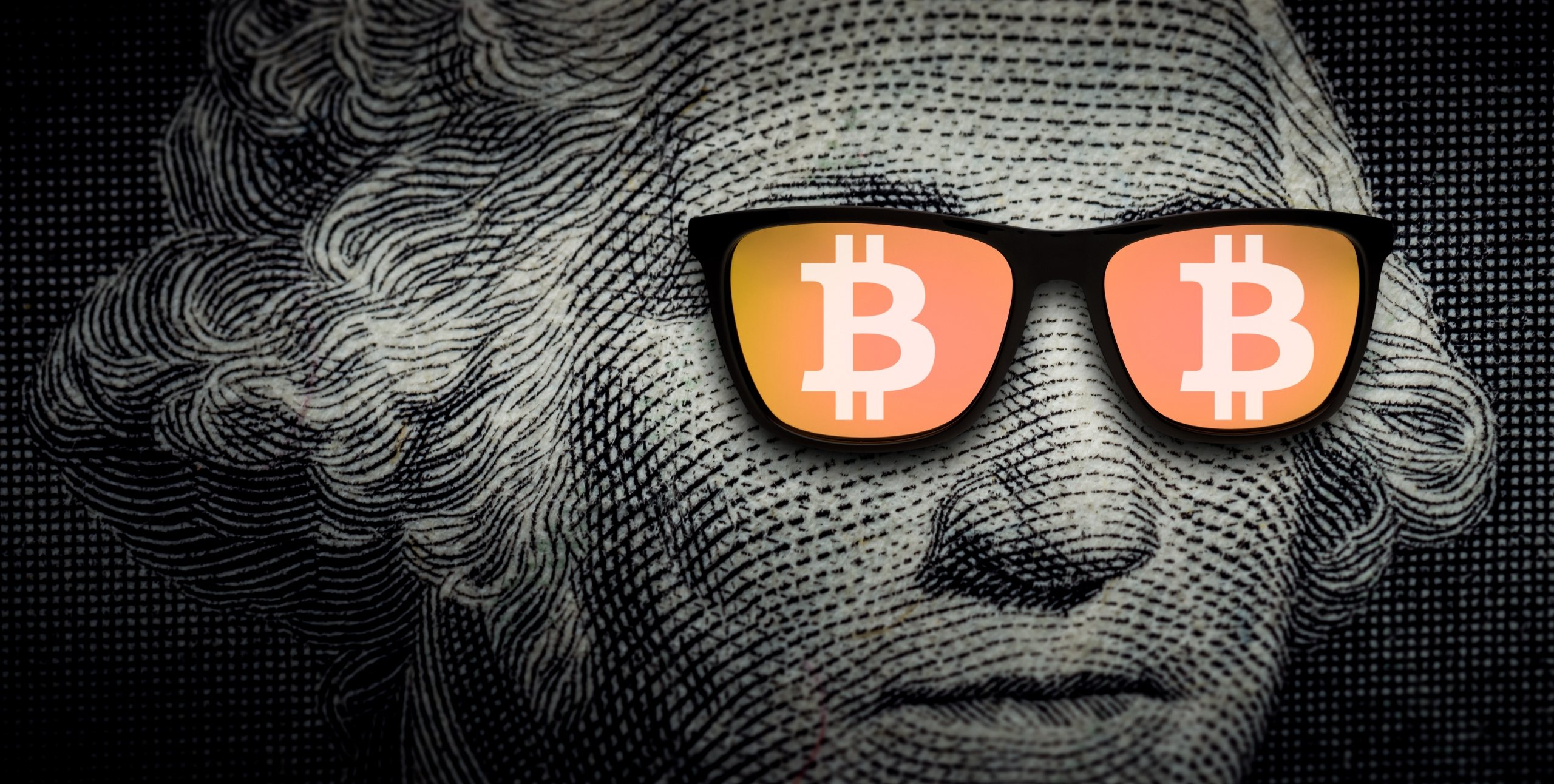 washington wearing bitcoin glasses