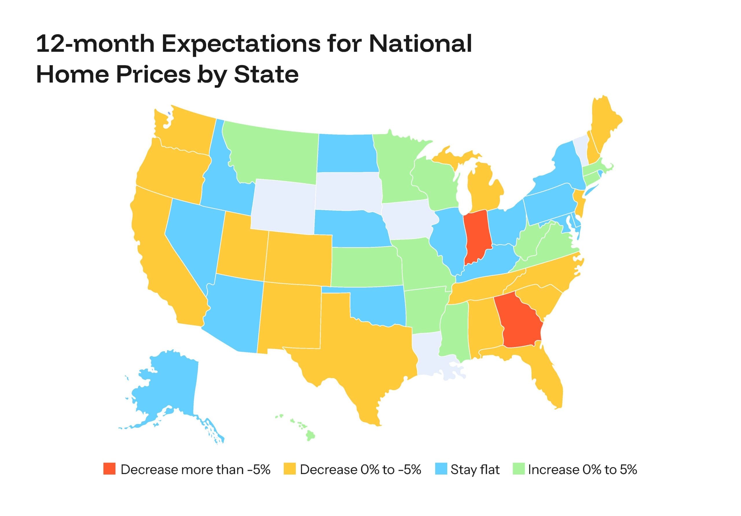 map of home price expectations by state